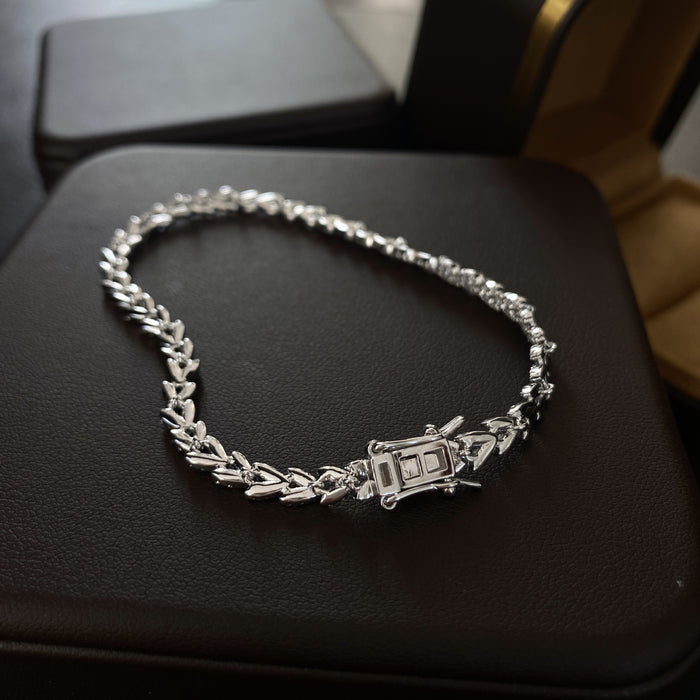 S925 Silver Heavy-Duty Wheat Ear Bracelet