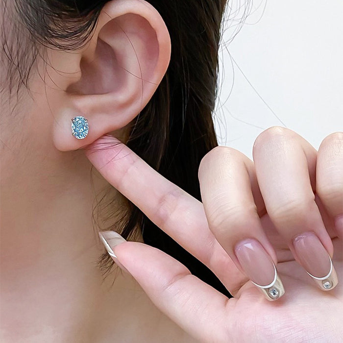 S925 Silver 6*8mm High Carbon Diamond Earrings