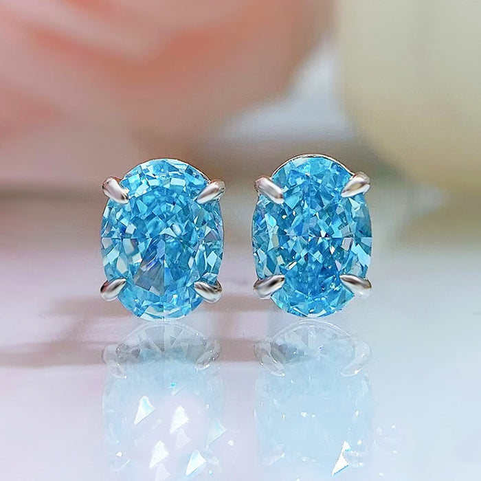 S925 Silver 6*8mm High Carbon Diamond Earrings