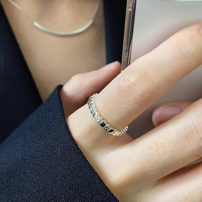 S925 Silver Lava Cube Texture Ring