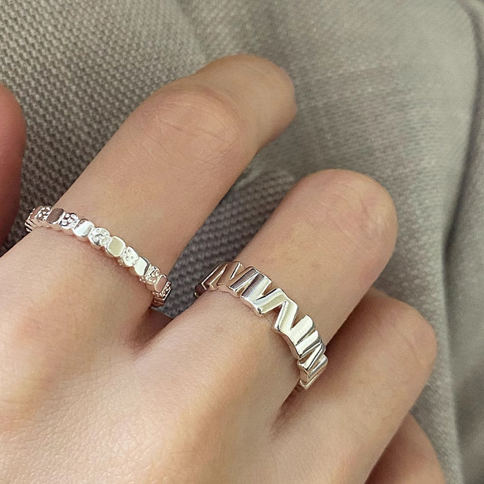 S925 Silver Lava Cube Texture Ring