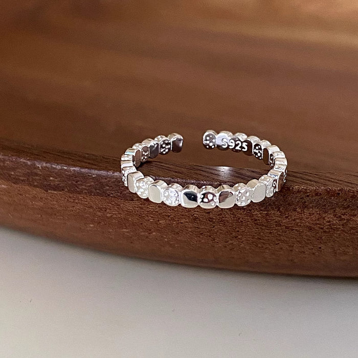 S925 Silver Lava Cube Texture Ring