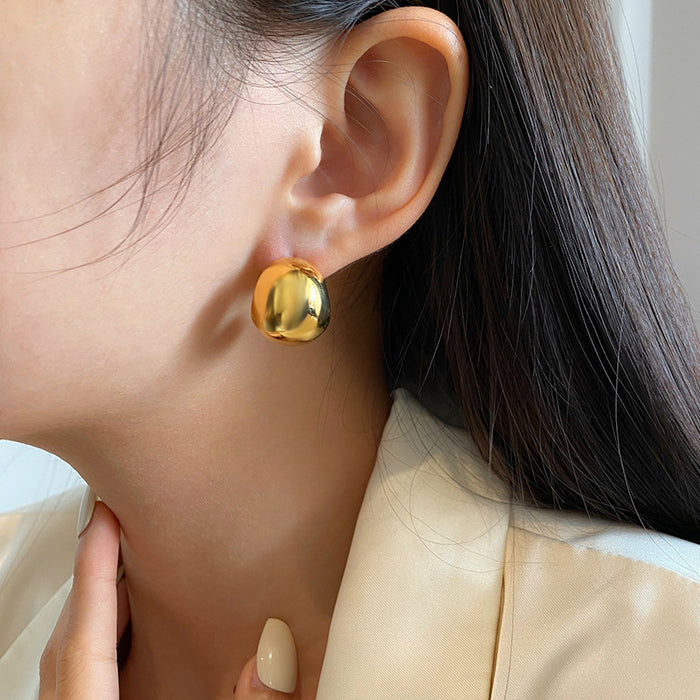 S925 Silver Needle Brass Hollow Ball Highlight French Earrings