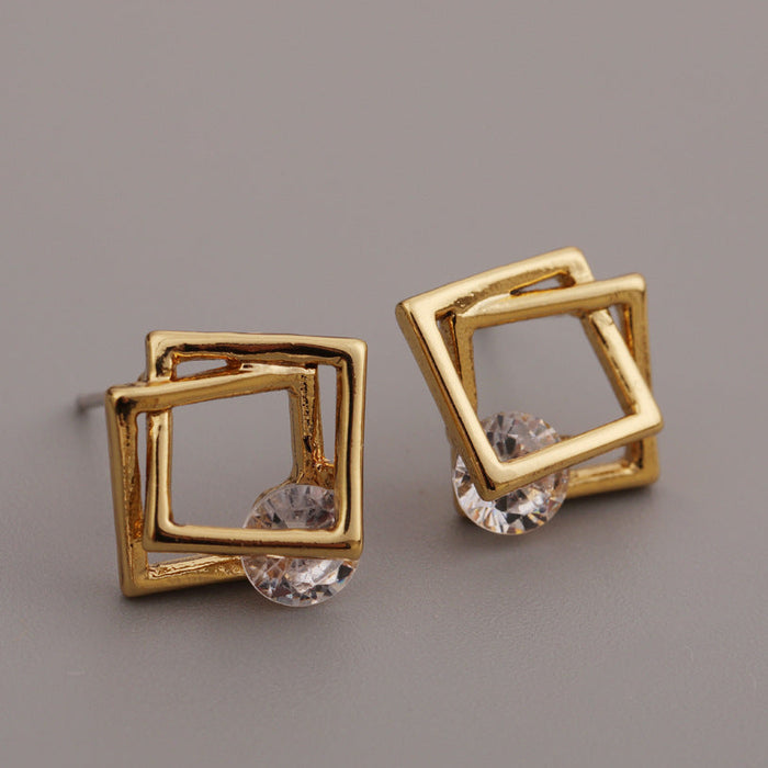 S925 Silver Needle Minimalist Square Earrings