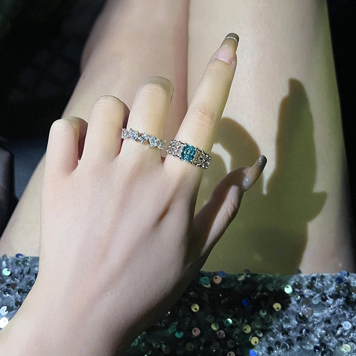 S925 Silver Paraiba Tourmaline 6 * 8 Oval Ring