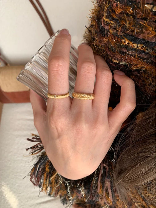 S925 Silver Wheat Ear Braided Brushed Ring