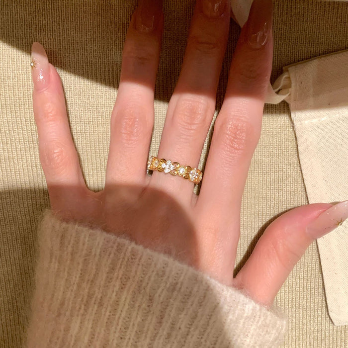 S925 Sterling Silver Ancient Flash Diamond Iris Ring