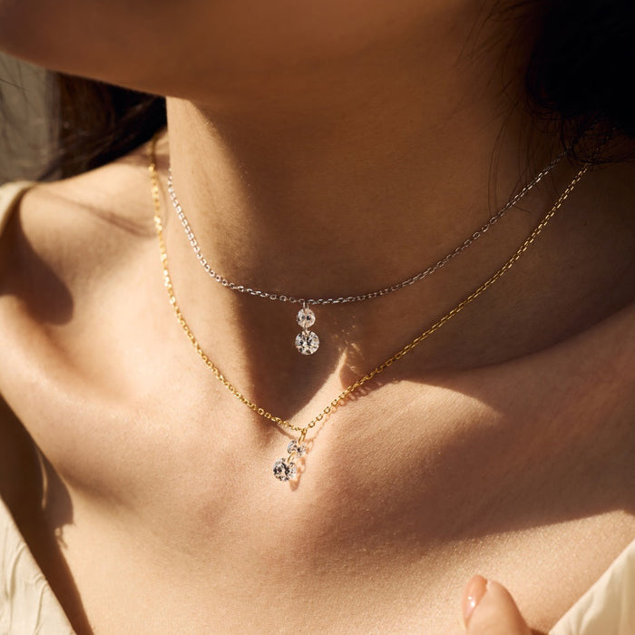 S925 Sterling Silver Oval Water Drop Pendant Necklace