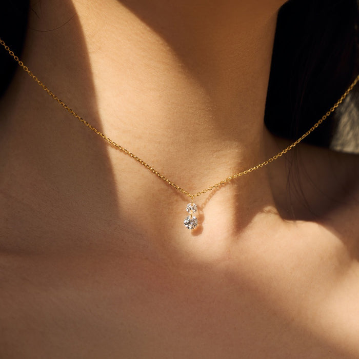 S925 Sterling Silver Oval Water Drop Pendant Necklace