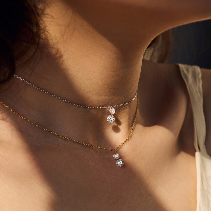 S925 Sterling Silver Oval Water Drop Pendant Necklace