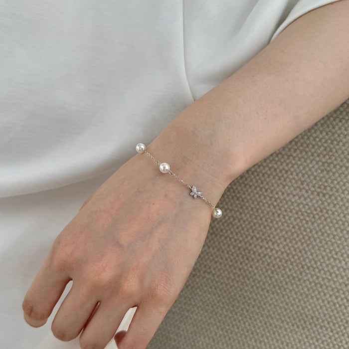 S925 Sterling Silver Pearl Clover Bracelet