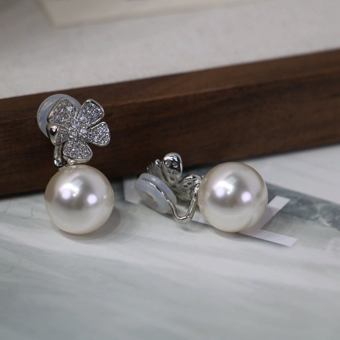 S925 Sterling Silver Petal Pearl Stud Earrings
