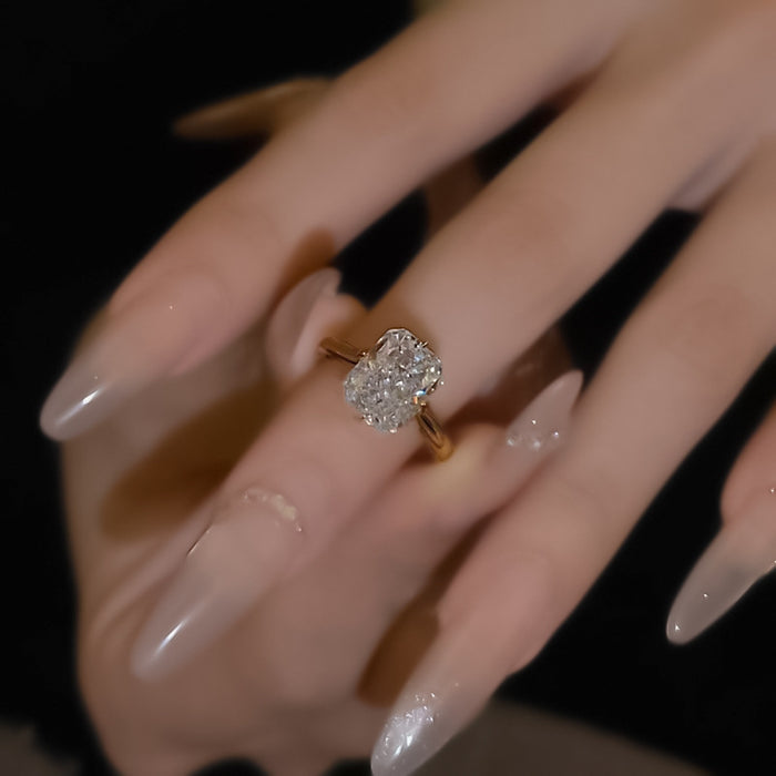 S925 silver-plated 8 * 10 ice cut high carbon diamond ring