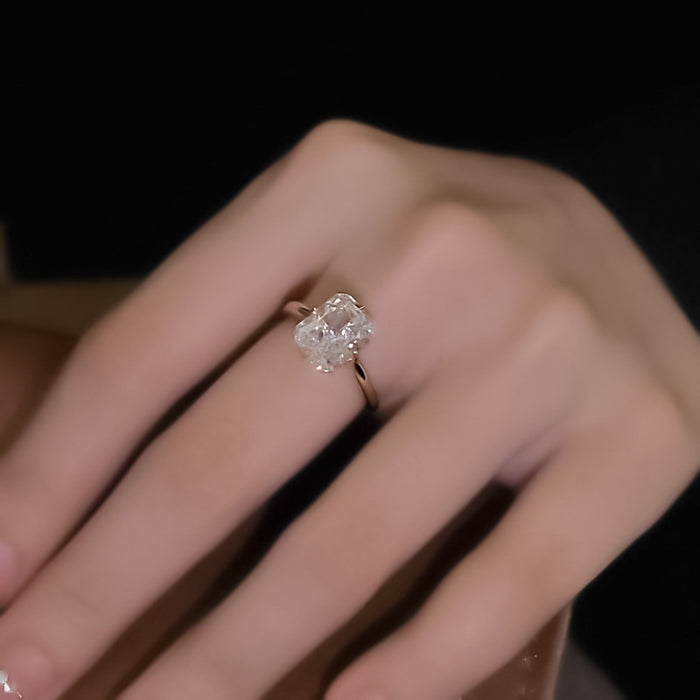 S925 silver-plated 8 * 10 ice cut high carbon diamond ring