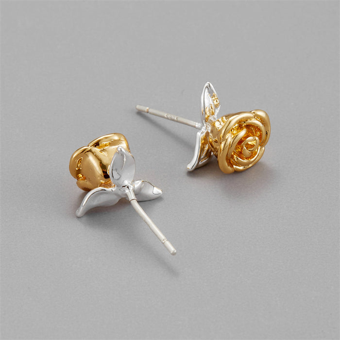 S925 silver needle small rose stud earrings