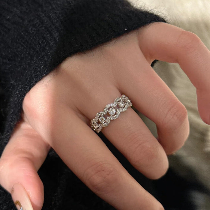 S925 silver new double-layer lace ring