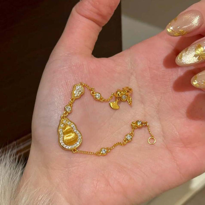 S925 sterling silver gold-plated gourd brushed bracelet
