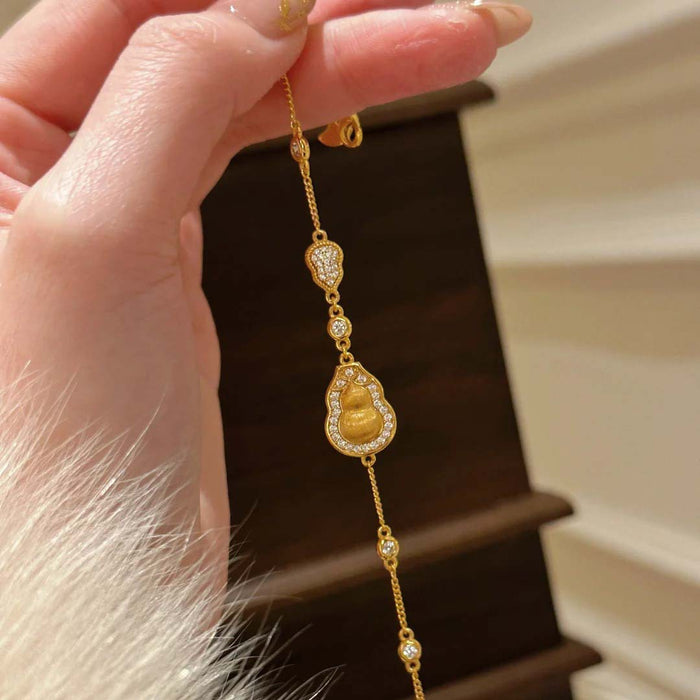S925 sterling silver gold-plated gourd brushed bracelet