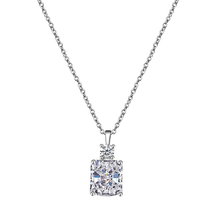 925 Sterling Silver Necklace Inlaid with 8A Ice Flower Cut Square Zirconia