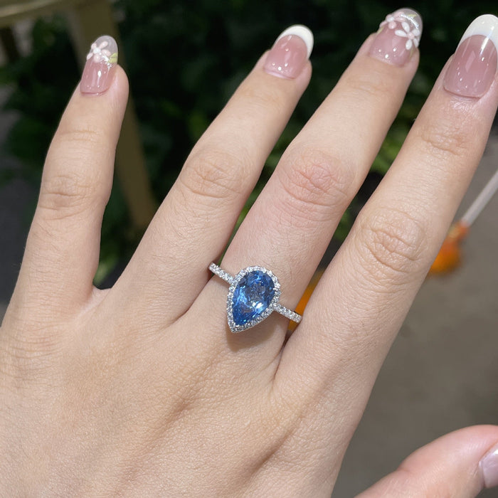 925 Sterling Silver Moissanite Teardrop Ring