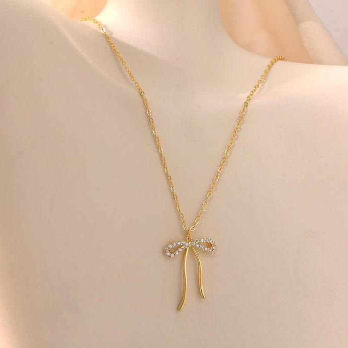 Stainless steel bow necklace