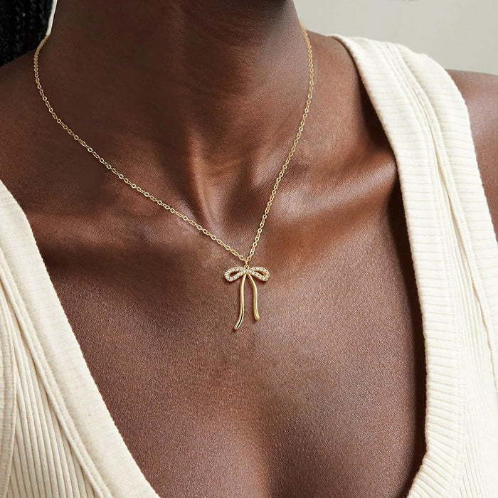 Stainless steel bow necklace