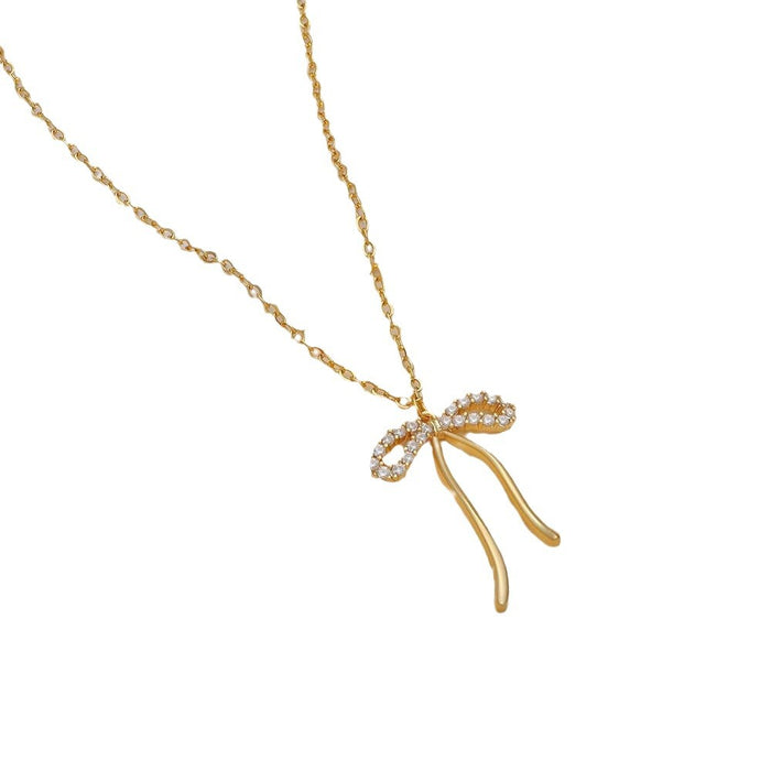 Stainless steel bow necklace