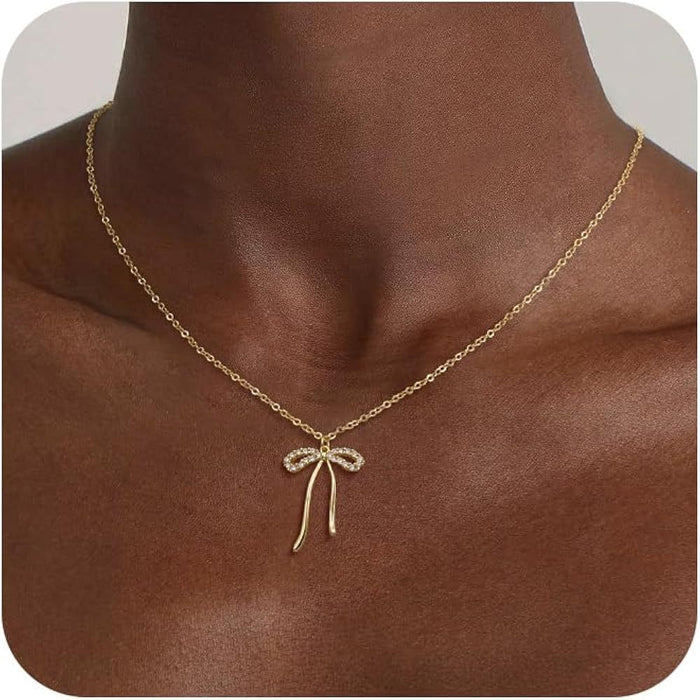 Stainless steel bow necklace