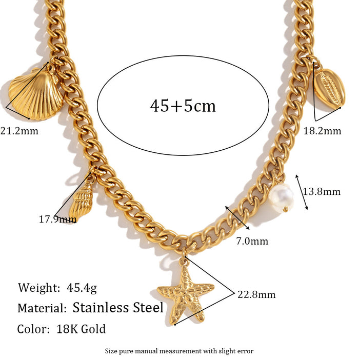 Starfish Shell Pearl Ocean Family Necklace
