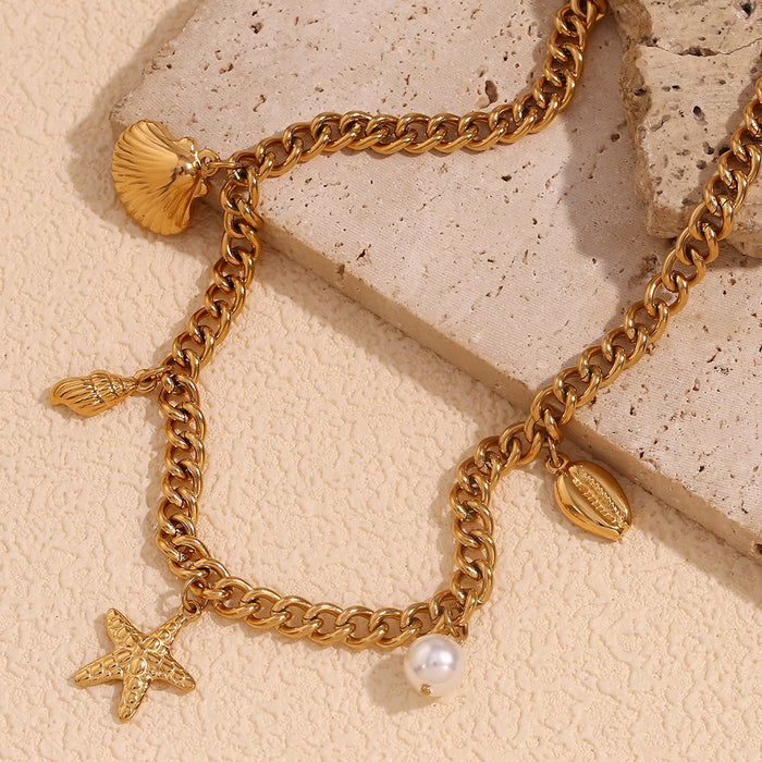 Starfish Shell Pearl Ocean Family Necklace