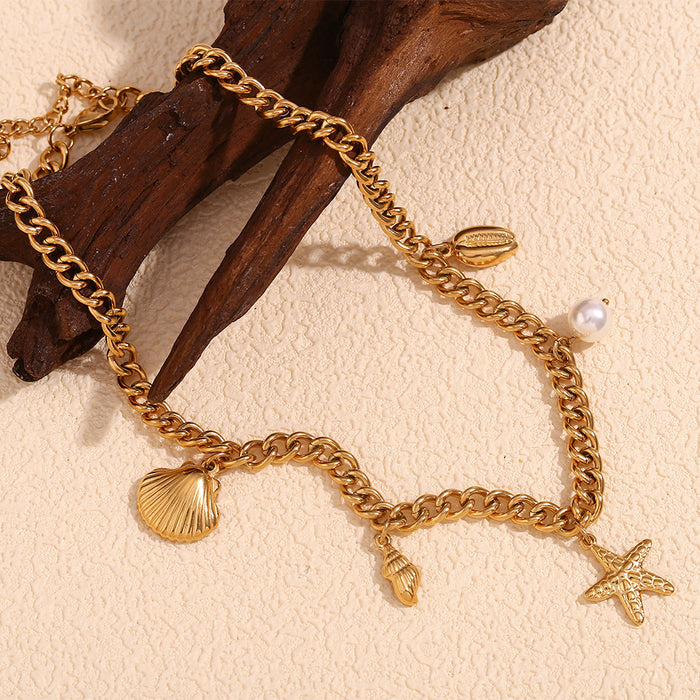 Starfish Shell Pearl Ocean Family Necklace