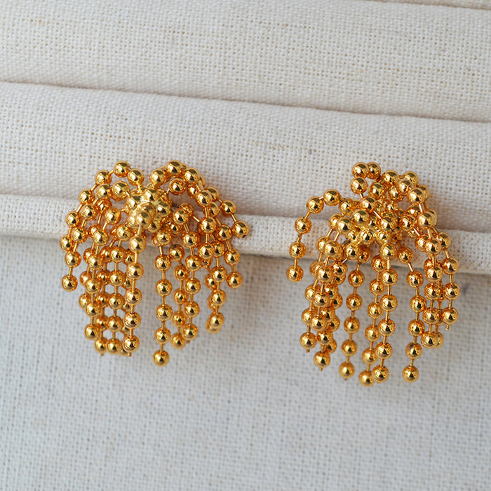 Titanium Steel Firework Tassel Earrings