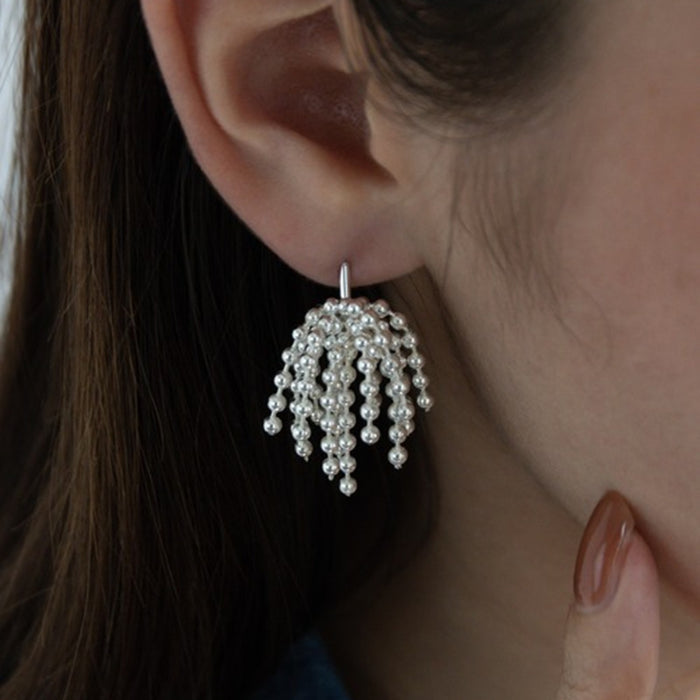 Titanium Steel Firework Tassel Earrings