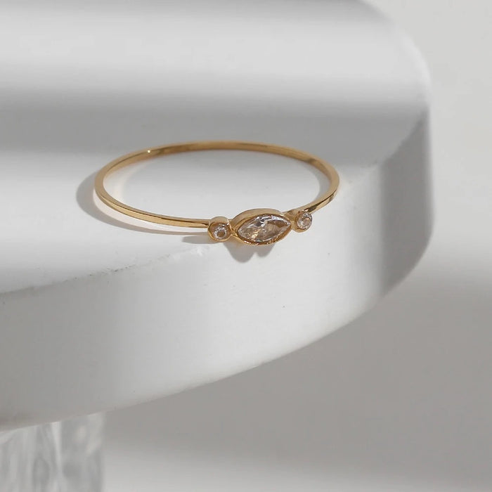 Titanium Steel Small Zircon Ring