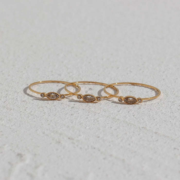 Titanium Steel Small Zircon Ring