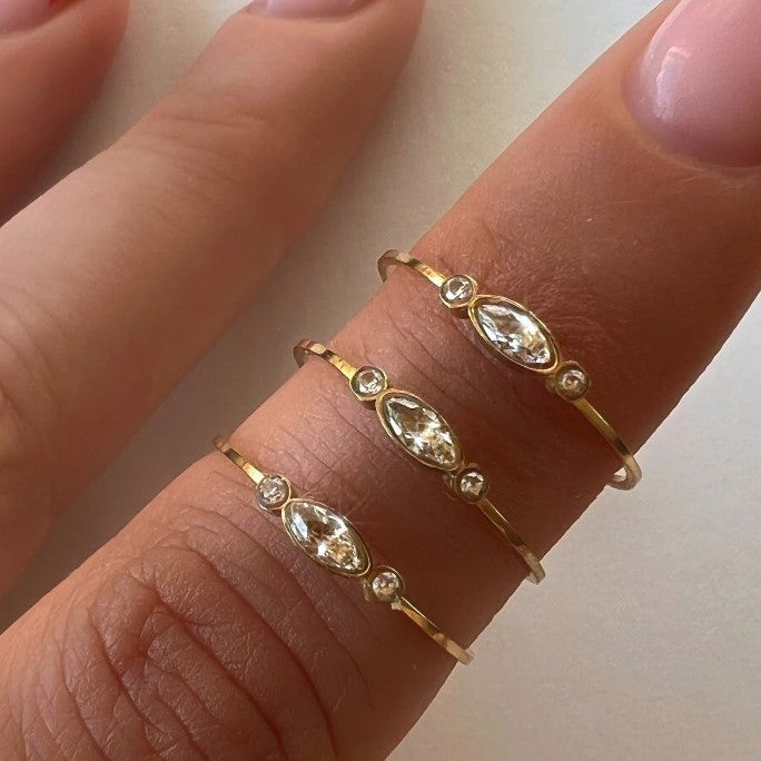 Titanium Steel Small Zircon Ring