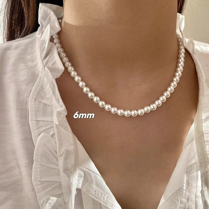 Ultra-White Faux Pearl Knotted Necklace