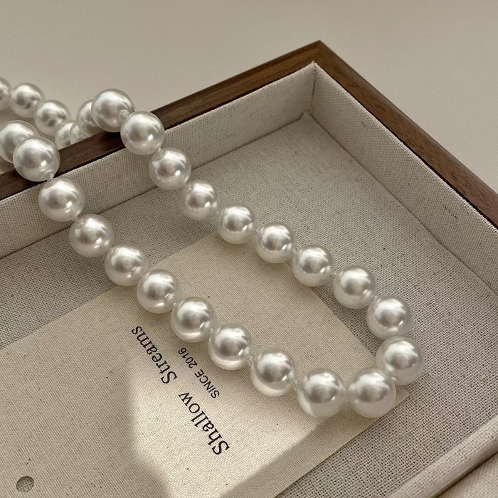 Ultra-White Faux Pearl Knotted Necklace