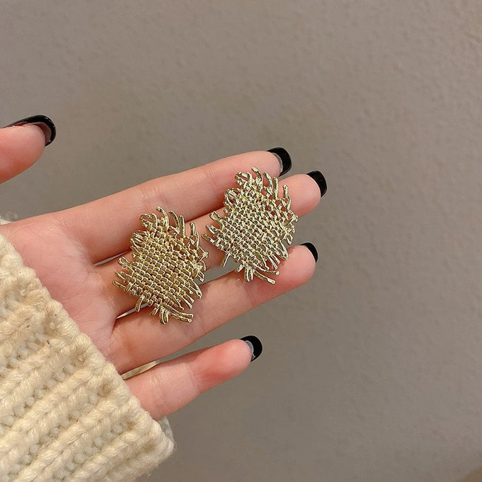 Woven Fabric Metal 925 Silver Needle Earrings