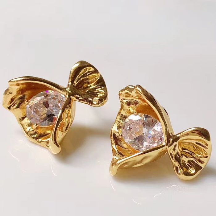 Wrinkled Hand Bouquet Candy Stud Earrings