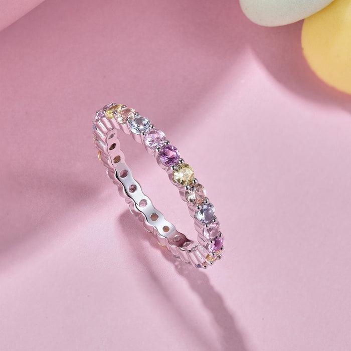 925 Sterling Silver Women's Rainbow Ring