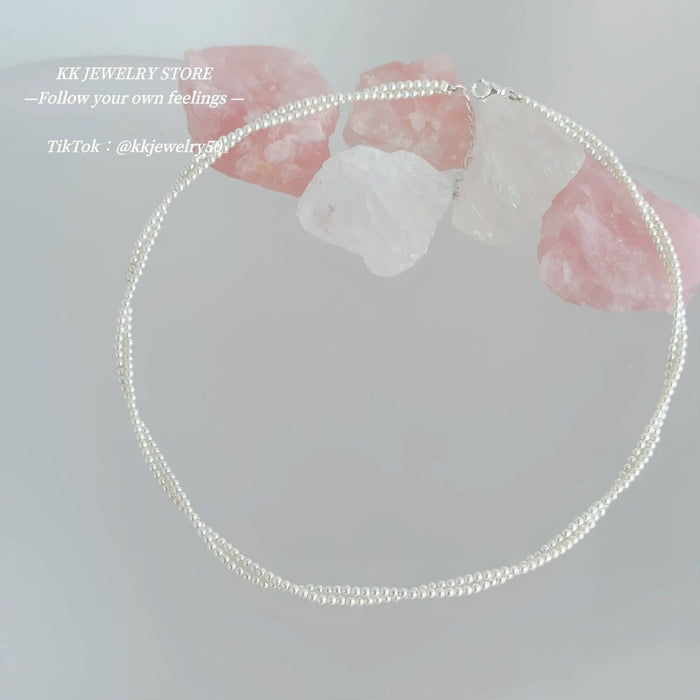 S925 Sterling Silver Double Wrap Pearl Necklace