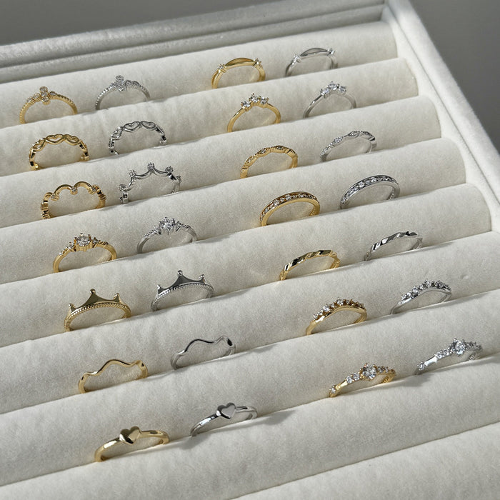 S925 Sterling Silver Vegetarian Ring Cute Stackable Open Ring