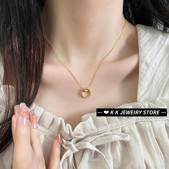 925 Silver Slim Waist Engraved Circle Necklace