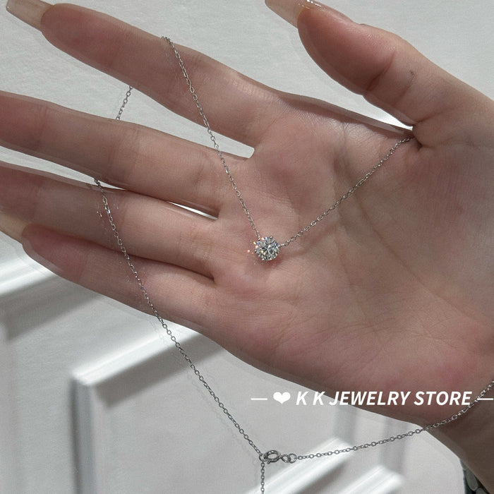 925 Silver 1-Carat Olive-Shaped High Carbon Diamond Necklace