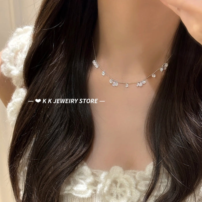 925 Silver Starry Sky High Carbon Diamond Tassel Necklace