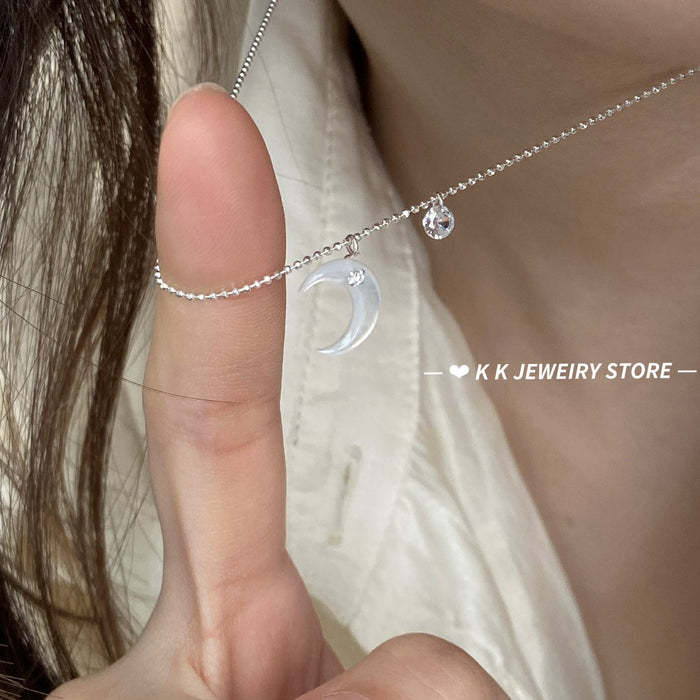 925 Silver Sun, Moon & Galaxy White Lip Oyster Necklace