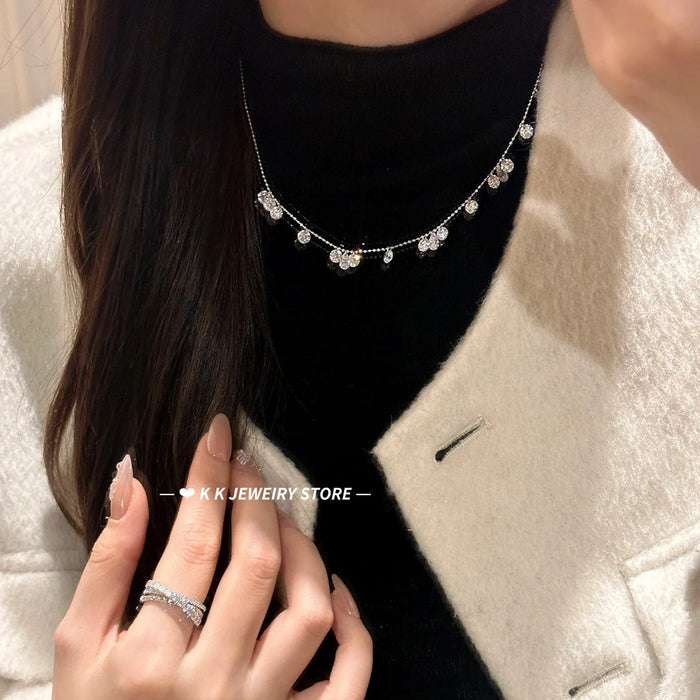 925 Silver Starry Sky High Carbon Diamond Tassel Necklace