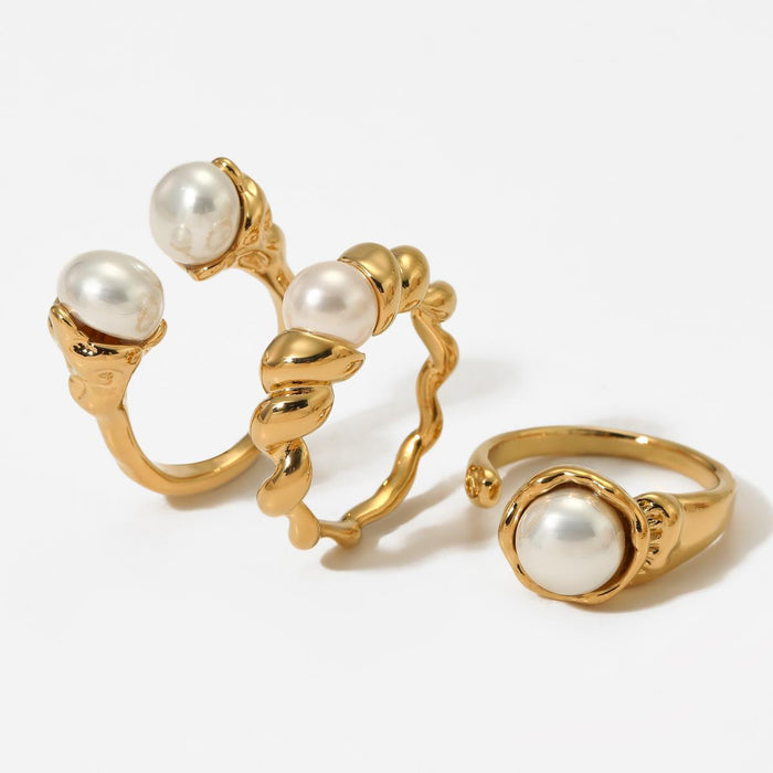 Stainless Steel Pearl Ring