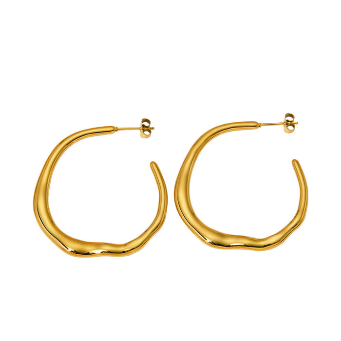 Large-Size Round Stainless Steel Earrings